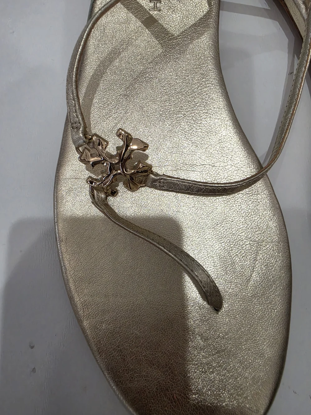 Tory Burch Metallic Gold T-Strap Sandals Size 11